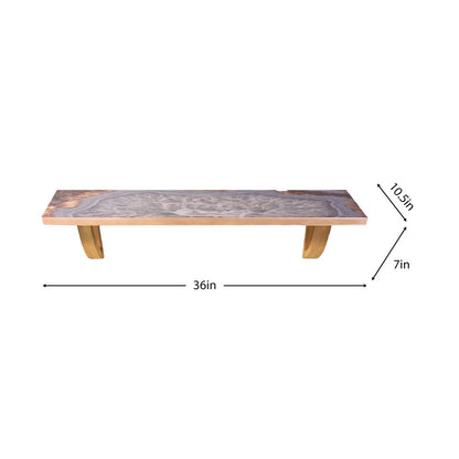 Estante de pared con acento de madera natural y gris de 24"