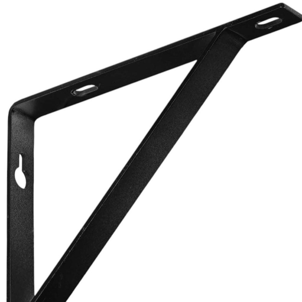 Juego de dos soportes de estante de pared de metal negro de 7"