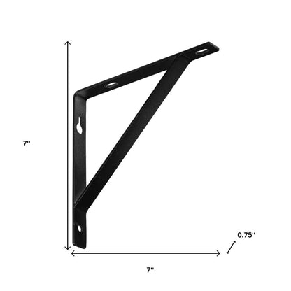 Juego de dos soportes de estante de pared de metal negro de 7"
