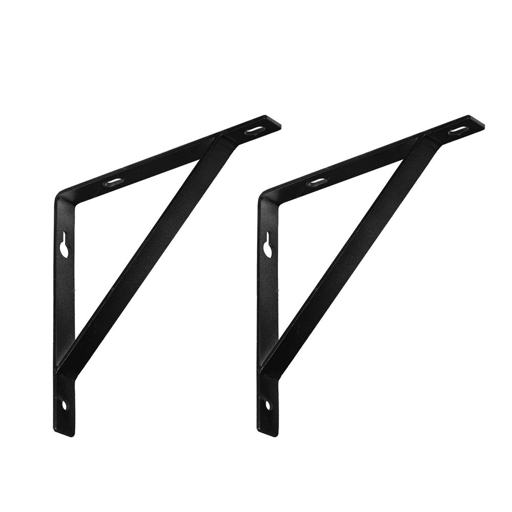 Juego de dos soportes de estante de pared de metal negro de 7"