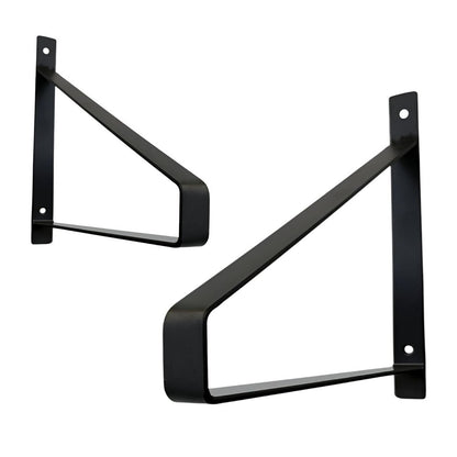Juego de dos soportes de pared de metal negro de 8"