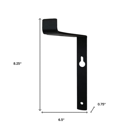 Juego de dos soportes de estante de pared de metal negro de 7"