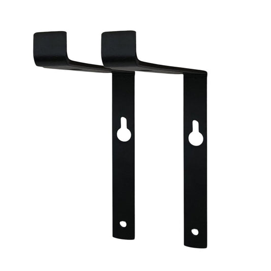 Juego de dos soportes de estante de pared de metal negro de 7"
