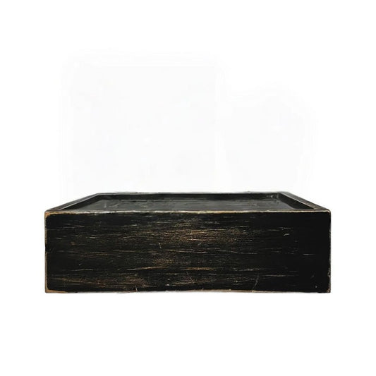 Estante flotante de pared de madera desgastada negra de 25 cm con LED