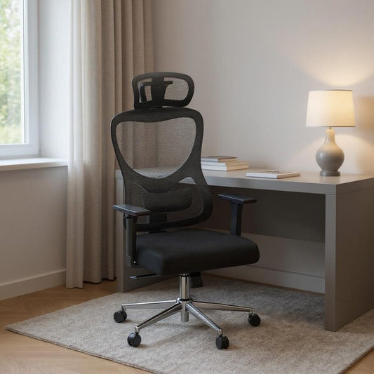 Black and Silver Adjustable Height Swivel Rolling Office Chair