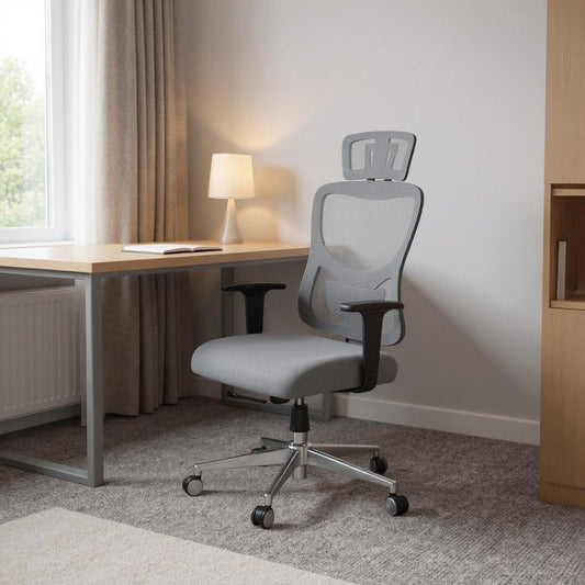 Black Gray and Silver Adjustable Height Swivel Rolling Office Chair