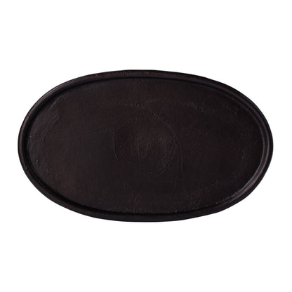 20" Black Aluminum Oval Outdoor Pedestal Side Table