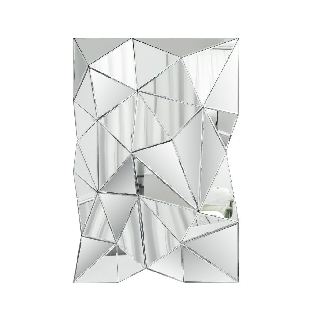 40" Abstract Geometric Faceted Frameless Accent Mirror