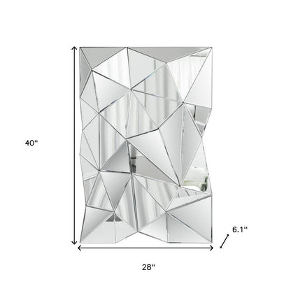 40" Abstract Geometric Faceted Frameless Accent Mirror