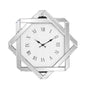 26" Silver Mirrored Glass Silent Analog Geometric Wall Clock