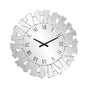 27" Silver Mirrored Glass Silent Analog Sunburst Wall Clock