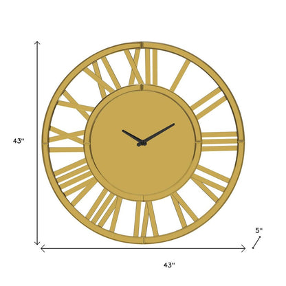 43" Gold Mirrored Acrylic Silent Analog Circle Wall Clock