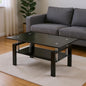 39" Black Glass and Steel Coffee Table With Shelf