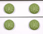 Set of Six Green Embossed Ceramic Drawer Pull Knobs