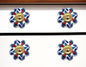 Set of Six Red White And Blue Floral Ceramic Drawer Pull Knobs