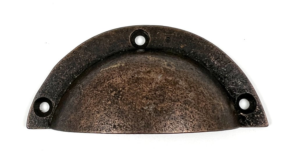 Set of Six Distressed Bronze Metal Cup Drawer Pull Knobs