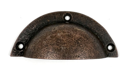 Set of Six Distressed Bronze Metal Cup Drawer Pull Knobs