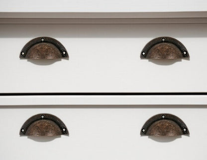 Set of Six Distressed Bronze Metal Cup Drawer Pull Knobs