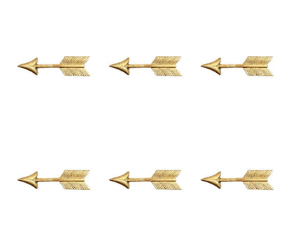 Set of Six Brass Cast Aluminum Arrow Drawer Pull Knobs