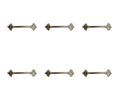 Set of Six Silver Metal Drawer Pull Knobs