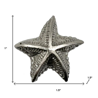 Set of Six Silver Iron Starfish Drawer Pull Knobs