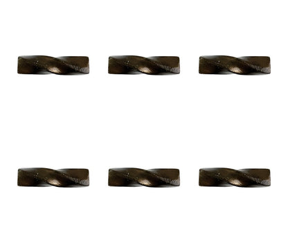 Set of Six Distressed Bronze Twisted Geometric Metal Drawer Pull Knobs