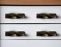 Set of Six Distressed Bronze Twisted Geometric Metal Drawer Pull Knobs