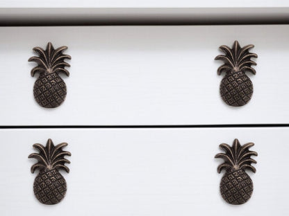 Set of Six Antiqued Bronze Metal Pineapple Drawer Pull Knobs