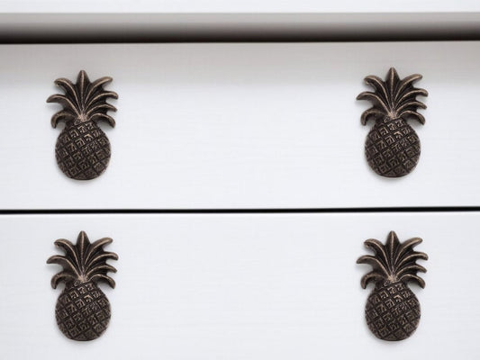 Set of Six Antiqued Bronze Metal Pineapple Drawer Pull Knobs