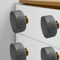 Set of Six Gray Stone Disc Shape Drawer Pull Knobs