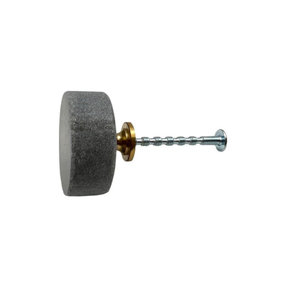 Set of Six Gray Stone Disc Shape Drawer Pull Knobs