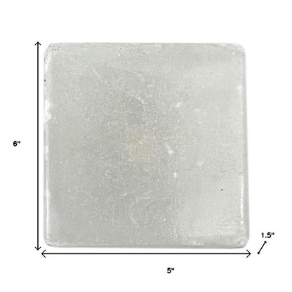 Set of Six White Stone Square Drawer Pull Knobs