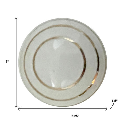 Set of Six White And Gold Geometric Ceramic Drawer Pull Knobs