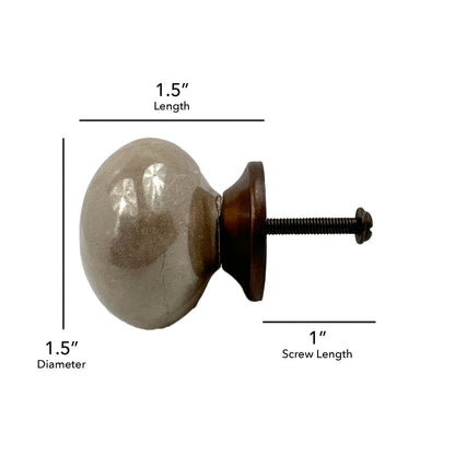 Set of Six Tan Ceramic Mushroom Shape Drawer Pull Knobs