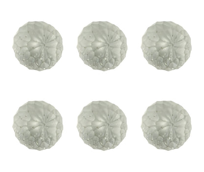 Set of Six White Frosted Glass Faceted Globe Drawer Pull Knobs