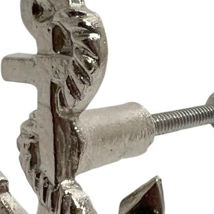 Set of Six Silver Nautical Anchor Metal Drawer Pull Knobs