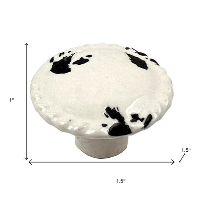 Set of Six Distressed White Ceramic Drawer Pull Knobs