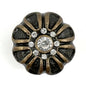 Set of Six Black And Gold Iron And Faux Crystal Scalloped Shape Drawer Pull Knobs