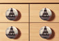 Set of Six Black And White Eiffel Tower Poetic Script Ceramic Drawer Pull Knobs