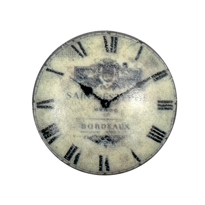 Set of Six Black And White Distressed Clock Face Ceramic Drawer Pull Knobs