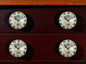 Set of Six Black And White Distressed Clock Face Ceramic Drawer Pull Knobs