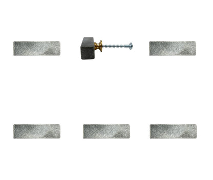 Set of Six Gray Stone Drawer Pull Knobs