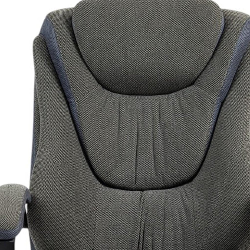 Set of Two Gray and Black Adjustable Height Swivel Rolling Executive Office Chairs