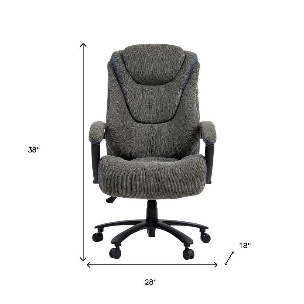 Set of Two Gray and Black Adjustable Height Swivel Rolling Executive Office Chairs