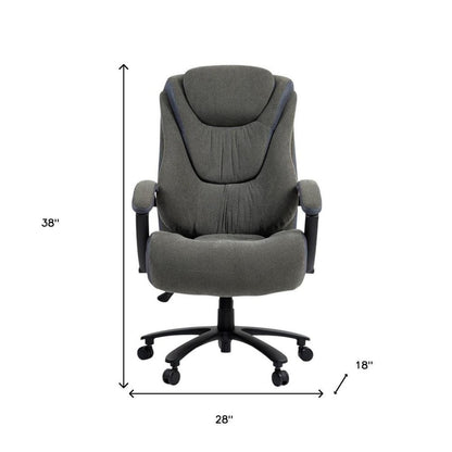 Set of Two Gray and Black Adjustable Height Swivel Rolling Executive Office Chairs