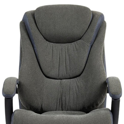 Set of Two Gray and Black Adjustable Height Swivel Rolling Executive Office Chairs