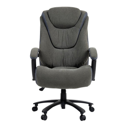 Set of Two Gray and Black Adjustable Height Swivel Rolling Executive Office Chairs