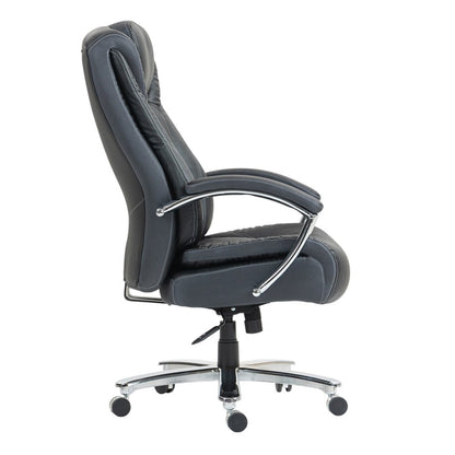 Set of Two Black and Silver Adjustable Height Swivel Rolling Executive Office Chair