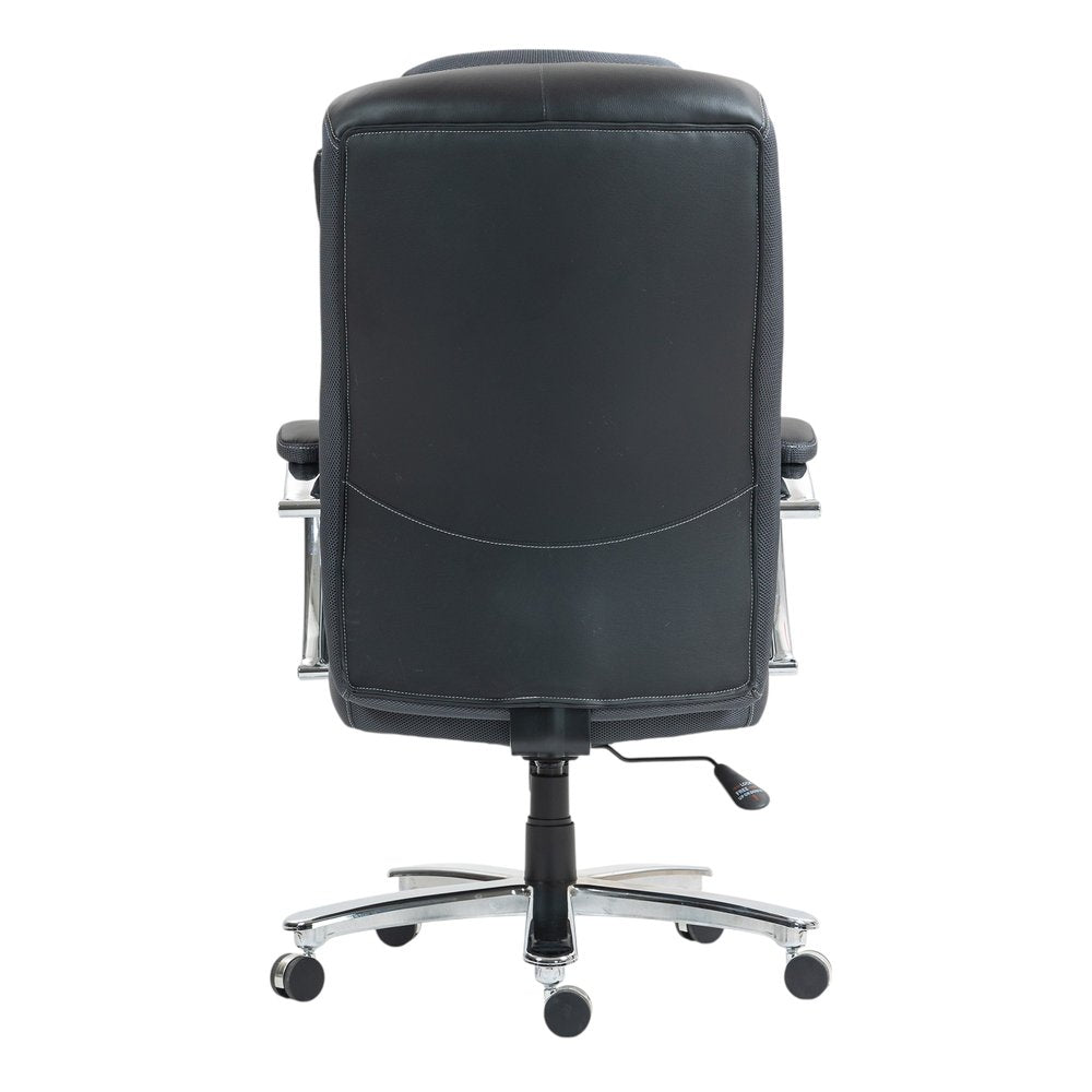 Set of Two Black and Silver Adjustable Height Swivel Rolling Executive Office Chair