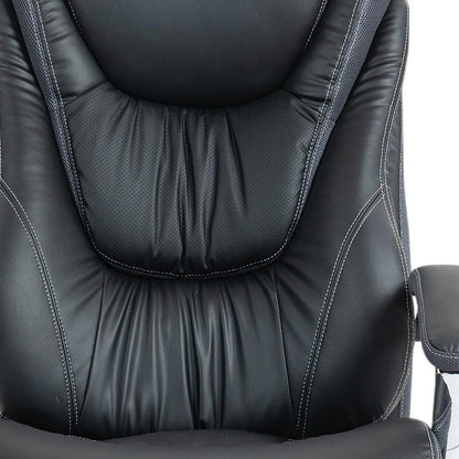 Set of Two Black and Silver Adjustable Height Swivel Rolling Executive Office Chair